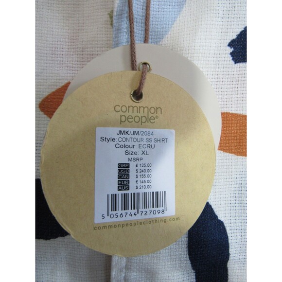 Common People Contour Beige Ecru Short Sleeve Button Down Shirt Size XL NWT - Picture 5 of 6